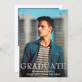 Einfache moderne Navy Blue Boy Foto Abschluss Ankündigung (Vorne/Hinten)