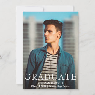 Einfache moderne Navy Blue Boy Foto Abschluss Ankündigung