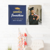 Einfache moderne Navy Blue Foto Abschluss Banner (Insitu)