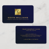Einfache moderne Navy Blue & Gold Geometric Accent Visitenkarte (Vorne/Hinten)