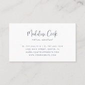 Einfache moderne Navy-Blue-Kalligrafie Visitenkarte (Rückseite)