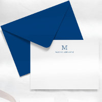 Einfache moderne Navy Blue Monogram Note Card