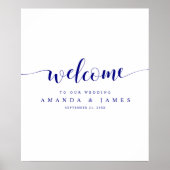 Einfache moderne Navy Blue Script Hochzeit Willkom Poster (Vorne)