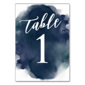 Einfache moderne Navy Blue Watercolor Tischnummer (Rückseite)