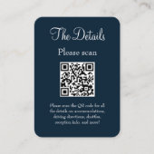 Einfache, moderne Navy Blue Wedding Details QR Cod Begleitkarte (Vorderseite)