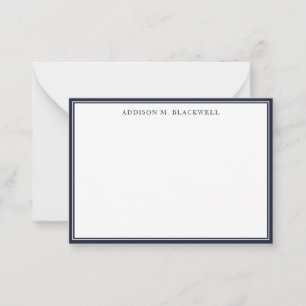 Einfache moderne Navy Blue White Beruflich Mitteilungskarte