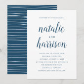 Einfache moderne Navy-Script-Hochzeit Einladung (Vorne/Hinten)
