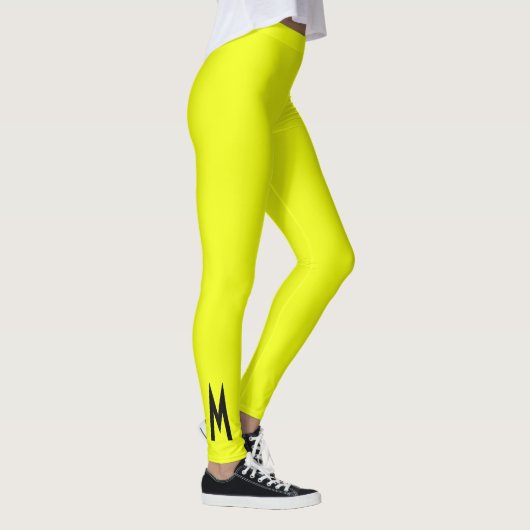 Einfache moderne Neon Fluorescent Yellow Leggings (Rechts)