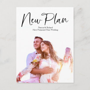 Einfache moderne neue Hochzeit aufgeschoben Postkarte