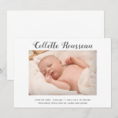 Einfache moderne Neugeborene Foto Geburtsstunde Ankündigung (Vorne/Hinten)