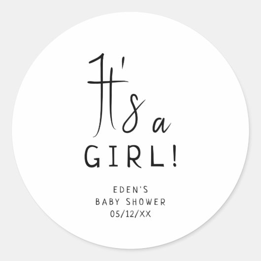 Einfache moderne Neutral-Dusche für Mädchen Runder Aufkleber (Vorderseite)