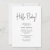 Einfache moderne Neutral Hello Baby! Babyparty Einladung (Vorderseite)
