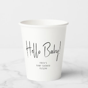 Einfache moderne Neutral Hello Baby! Babyparty Pappbecher