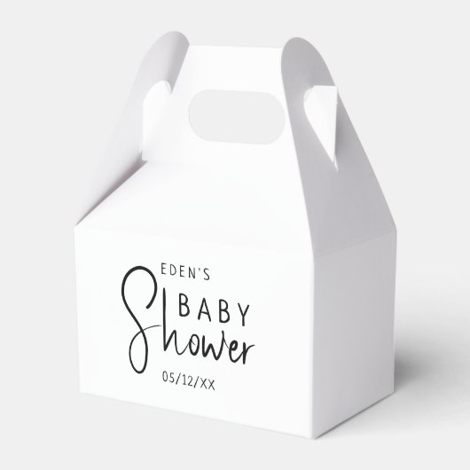 Einfache, moderne, neutrale Baby Duschbox Geschenkschachtel (Vorderseite)