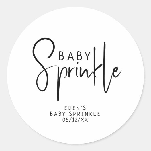 Einfache, moderne, neutrale Baby Sprinkle Gefallen Runder Aufkleber (Vorderseite)