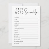 Einfache moderne neutrale Baby Word Scramble Game  Einladung (Vorderseite)