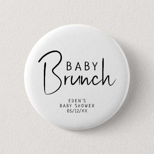 Einfache moderne neutrale Babybrunch Button (Vorderseite)
