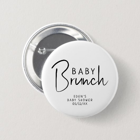 Einfache moderne neutrale Babybrunch Button (Vorne & Hinten)