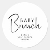 Einfache, moderne, neutrale Babybrunch-Gefallen Runder Aufkleber (Vorderseite)