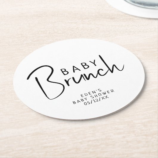 Einfache moderne neutrale Babybrunch Runder Pappuntersetzer (Angewinkelt)