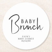 Einfache moderne neutrale Babybrunch Runder Pappuntersetzer (Vorderseite)