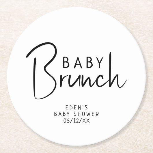 Einfache moderne neutrale Babybrunch Runder Pappuntersetzer (Vorderseite)