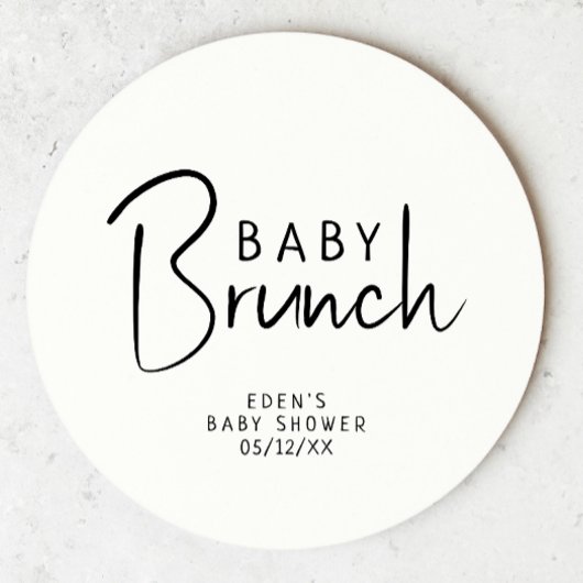 Einfache moderne neutrale Babybrunch Runder Pappuntersetzer