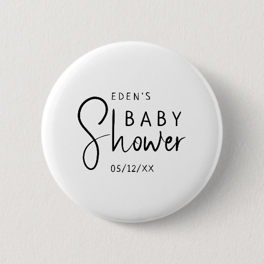 Einfache, moderne, neutrale Babydusche Button (Vorderseite)