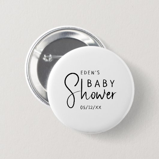Einfache, moderne, neutrale Babydusche Button (Vorne & Hinten)