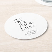 Einfache moderne neutrale Babydusche Es ist ein Ju Runder Pappuntersetzer (Angewinkelt)