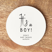 Einfache moderne neutrale Babydusche Es ist ein Ju Runder Pappuntersetzer