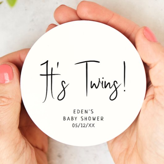 Einfache, moderne, neutrale Babydusche Es sind zwe Runder Pappuntersetzer