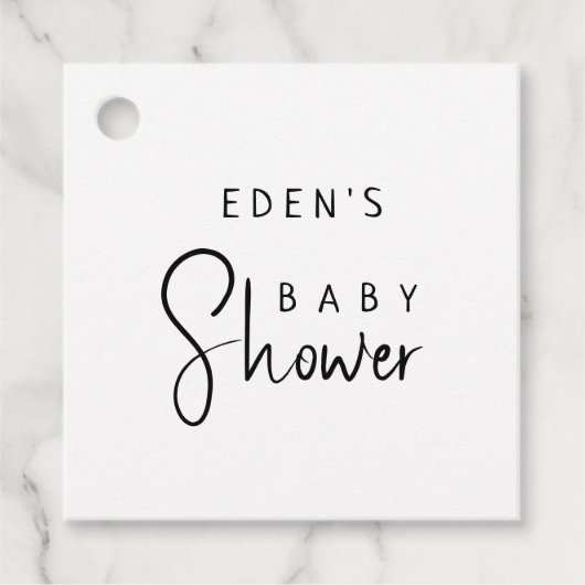 Einfache moderne, neutrale Babydusche Geschenkanhänger (Vorderseite)