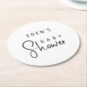 Einfache moderne, neutrale Babydusche mit Namen Runder Pappuntersetzer (Angewinkelt)