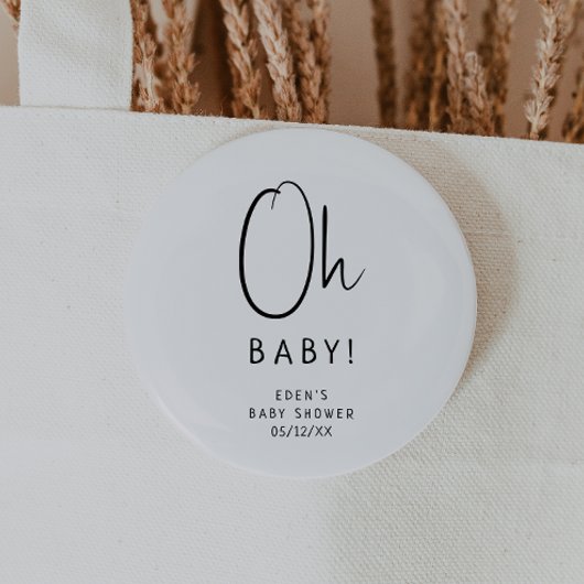 Einfache moderne neutrale Babydusche Oh Baby Button