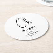 Einfache moderne neutrale Babydusche Oh Baby! Runder Pappuntersetzer (Angewinkelt)