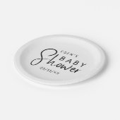 Einfache moderne, neutrale Babydusche Pappteller (Schrägansicht)