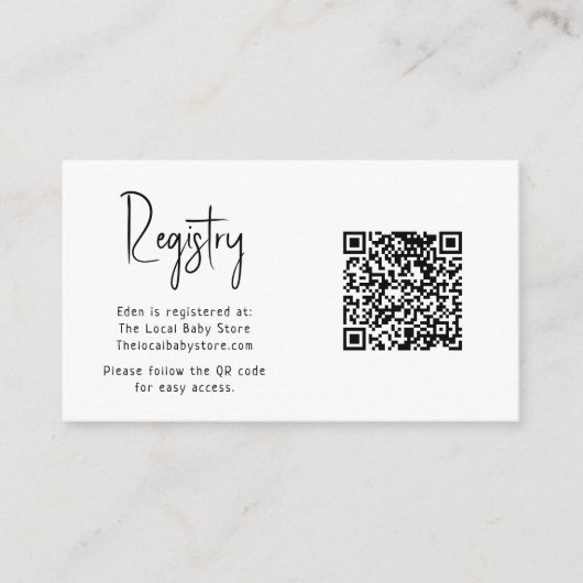 Einfache moderne neutrale Babydusche QR-Code Begleitkarte (Vorderseite)