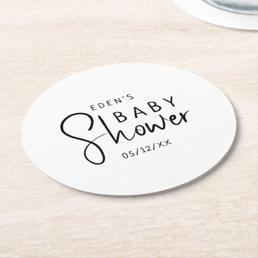 Einfache moderne, neutrale Babydusche Runder Pappuntersetzer (Angewinkelt)