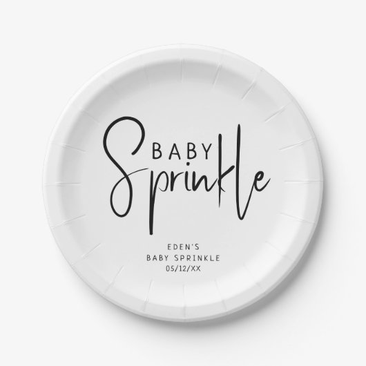 Einfache, moderne, neutrale Babysprinkle Pappteller (Vorderseite)