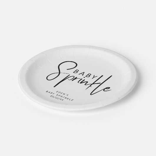 Einfache, moderne, neutrale Babysprinkle Pappteller (Schrägansicht)