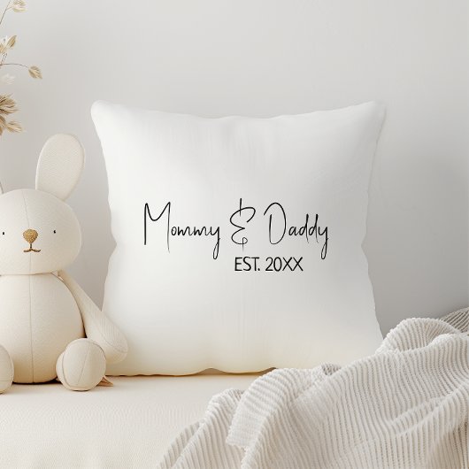 Einfache moderne neutrale Mommy & Daddy Est Kissen
