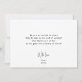 Einfache moderne neutrale Schwangerschaft Ankündigung (Rückseite)