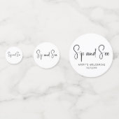 Einfache, moderne, neutrale Sip-and-See Konfetti (Rückseiten)