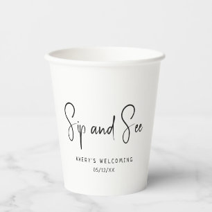 Einfache, moderne, neutrale Sip-and-See Pappbecher