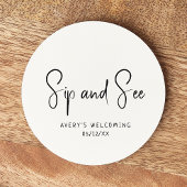 Einfache, moderne, neutrale Sip-and-See Runder Pappuntersetzer