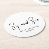 Einfache, moderne, neutrale Sip-and-See Runder Pappuntersetzer (Angewinkelt)