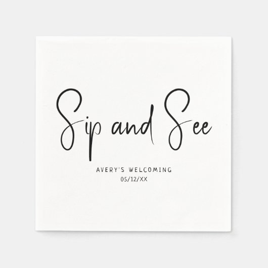 Einfache moderne neutrale Sippe und Napkins Serviette (Vorderseite)