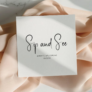 Einfache moderne neutrale Sippe und Napkins Serviette