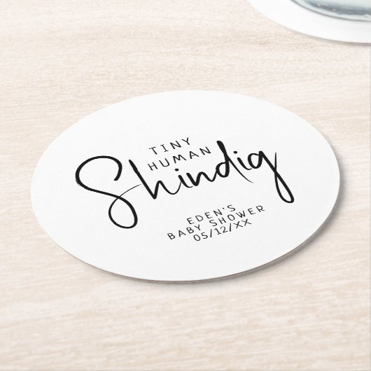 Einfache moderne, neutrale, winzige Menschenleucht Runder Pappuntersetzer (Angewinkelt)